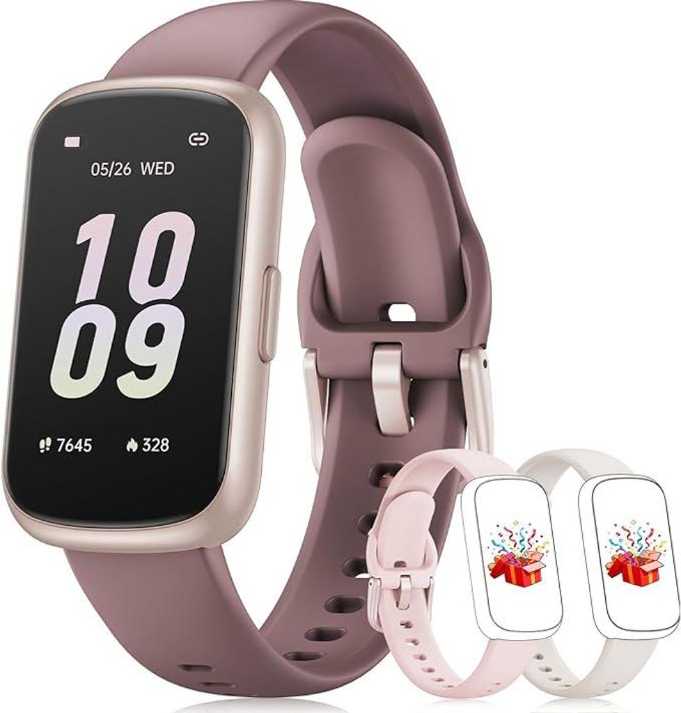 Smartwatch Damen Herren 3 Armbänder, 1,47'' Klein Fitness Tracker Aktivitätstracker Pulsuhr SpO2 Schlaftracker Schrittzähler Sportuhr für Andro...