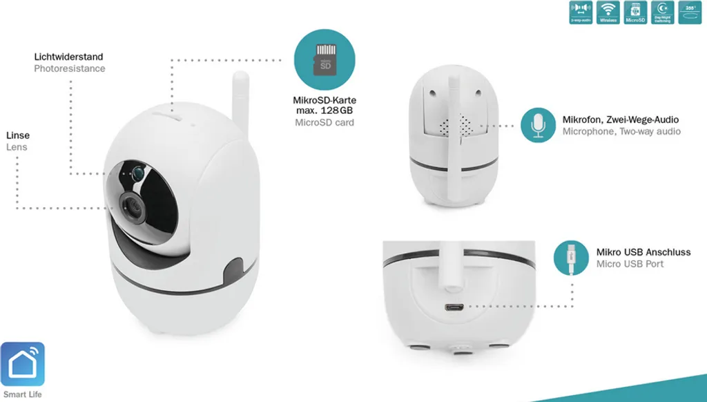 Digitus DN-18603 Smart Full HD Camera PT con Controllo Vocale