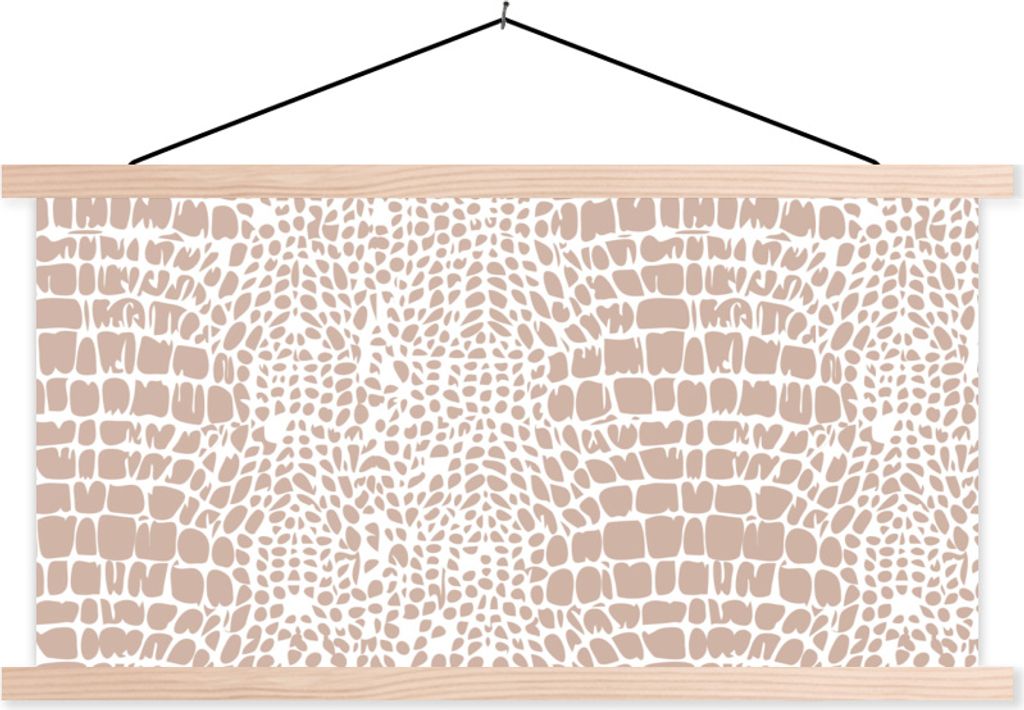 MuchoWow Textilposter Tiermuster - Schlange - Rosa 120x60 cm mit holzfarbenen Rahmen - Klemmleiste