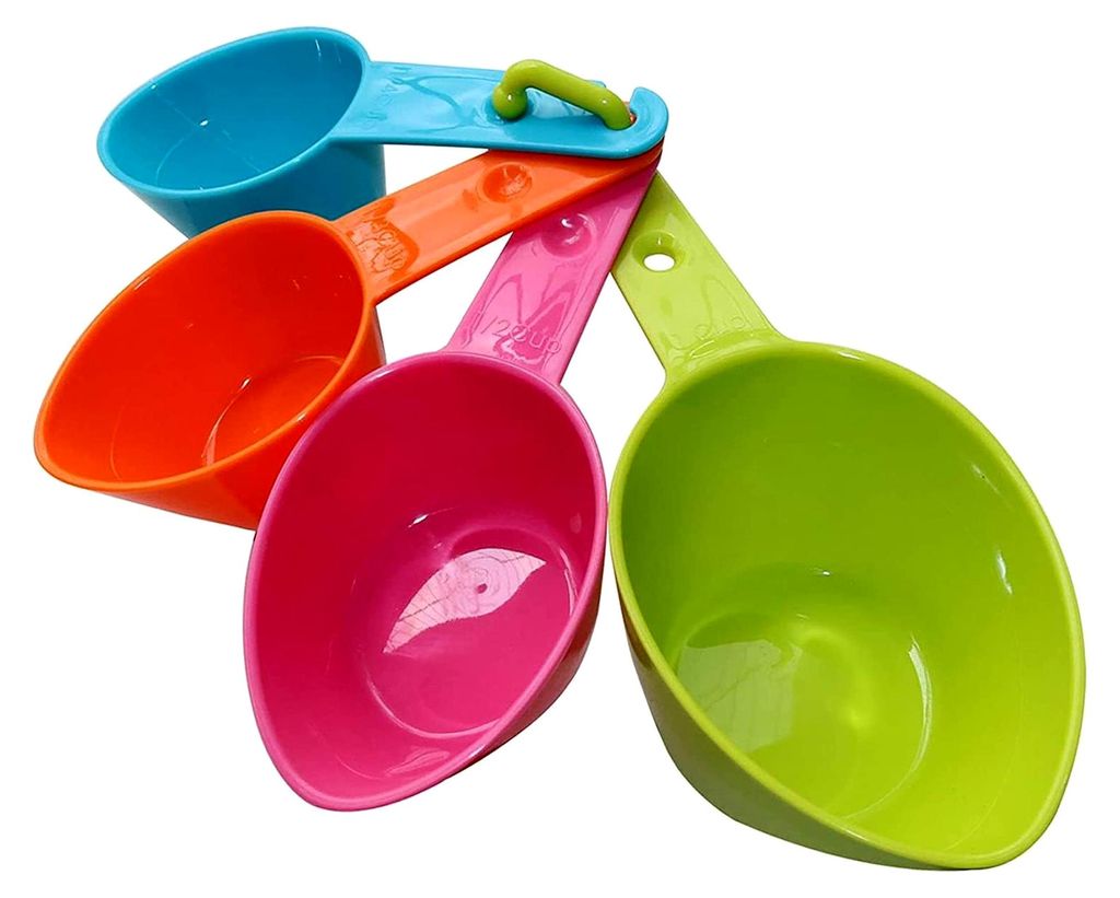 4 Stück Messbecher Set aus Kunststoff für Tierfutter, geeignet für Hunde, Katzen und Vogelfutter, Küchenzubehör