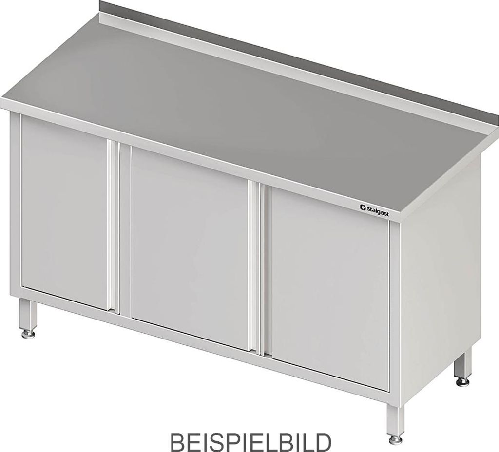 Arbeitsschrank mit Flügeltüren, 1500x700x850 mm, ohne Aufkantung, verschweißt