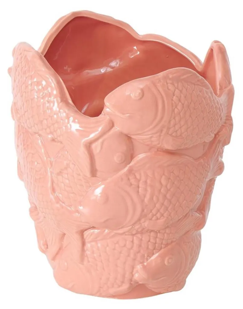 Petit pot de fleurs poisson rose 22cm - Déco créative pour espace terne