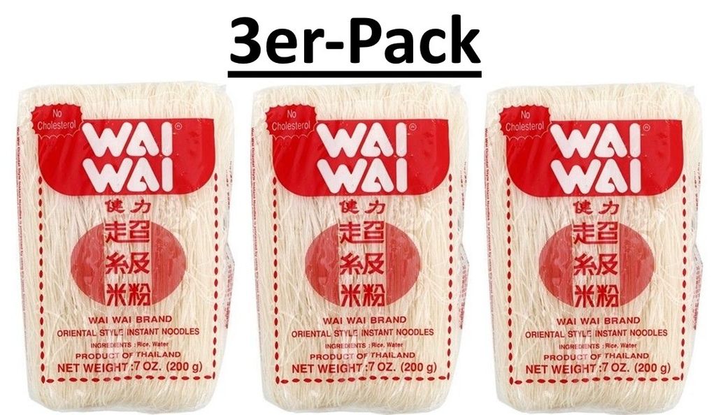 3er-Pack WAI WAI Reisnudeln Reisfadennudeln 200g