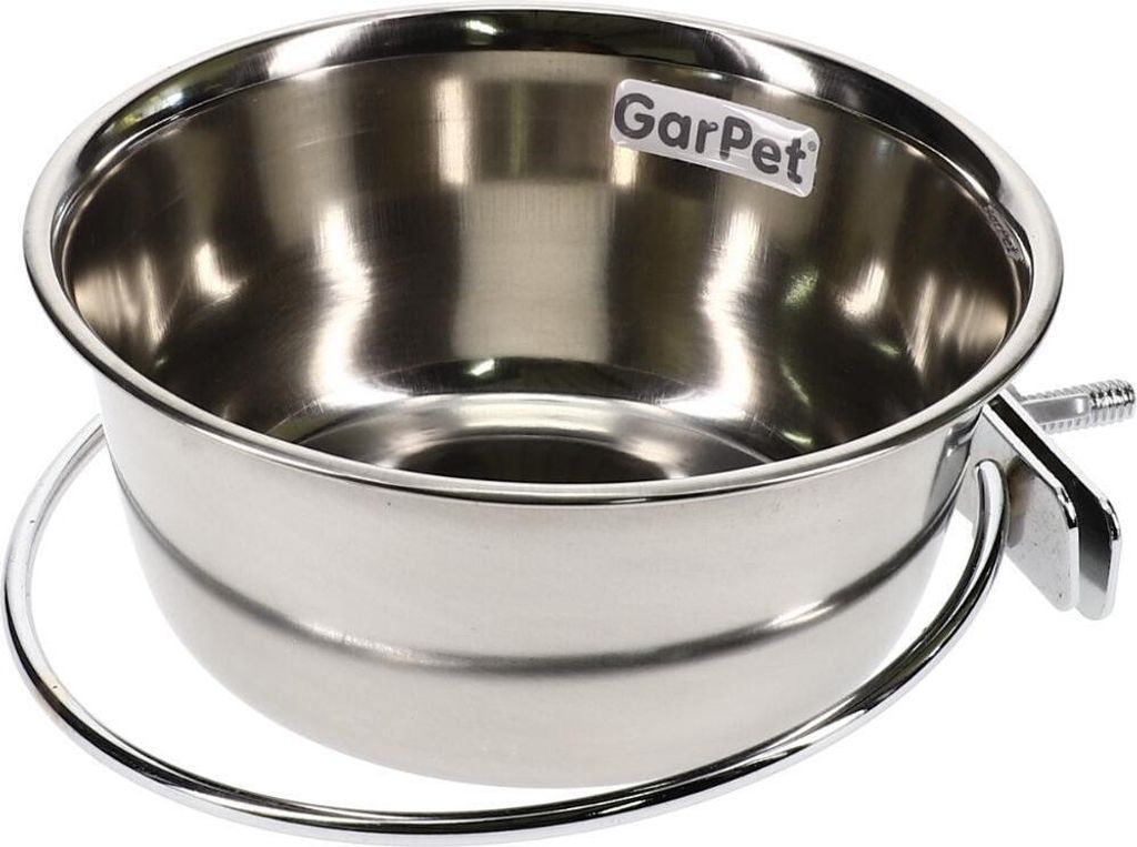 Edelstahlnapf zum Aufhängen Trinknapf Hund Futterschale Vogel Zubehör Napf für Gitterbox Nager Edelstahlnapf mit Befestigung Vogelnapf 0,60 L