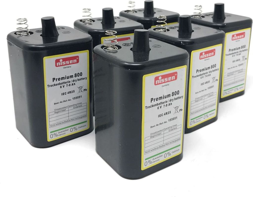 4R25 6V Nissen Batterie Block für Baustellenlampe, Blink-Lampe 6er Set