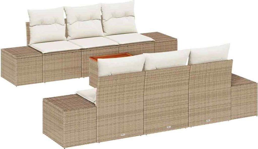 "2026 Aktion" Garten-Sofa-Set - elegantes Design - Sitzgruppe mit Sofa, Tisch - 7 pcs Beige und Weiß - Terassenmöbel NeuMöbel511883