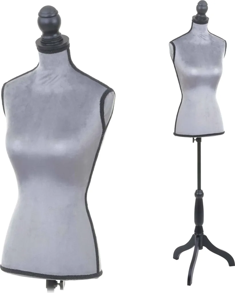 Mannequin T220 torse femme en mousse et velours gris pour vitrine