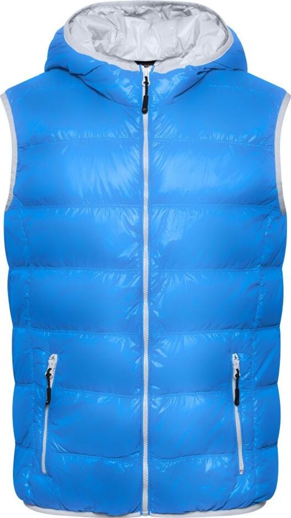 Ultraleichte sportliche Daunenweste mit Kapuze blue/silver, Gr. XXL