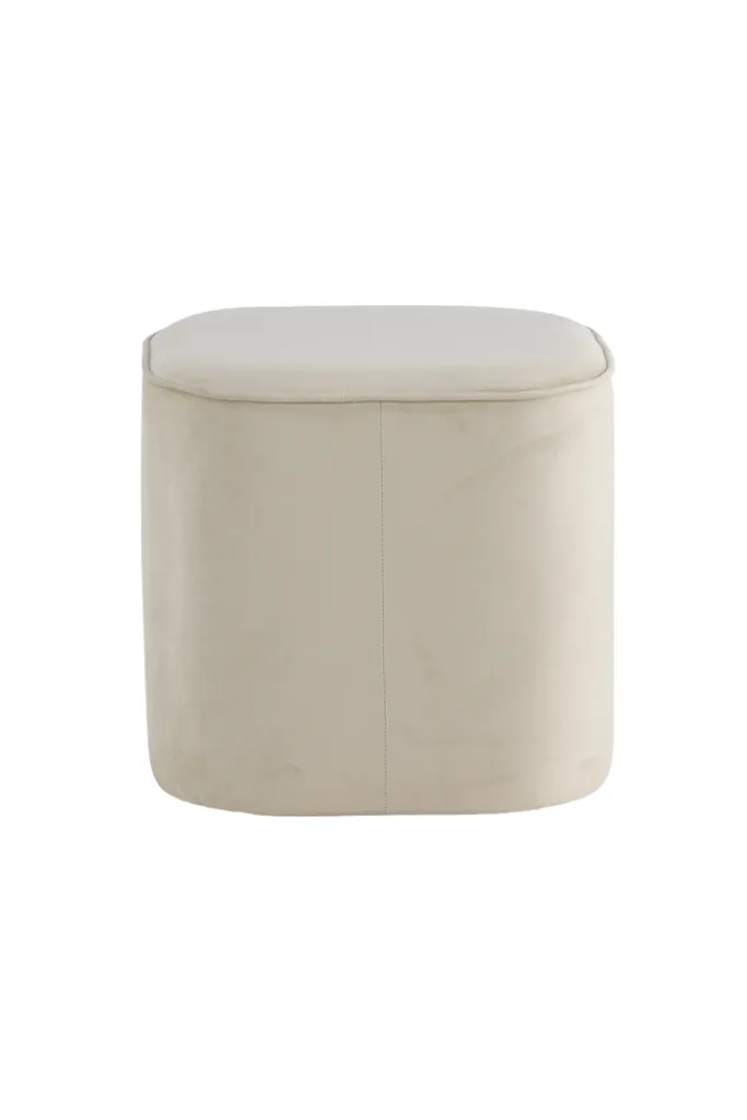 Pouf rond Ø44cm repose-pieds velours blanc assise d'appoint moderne - 7