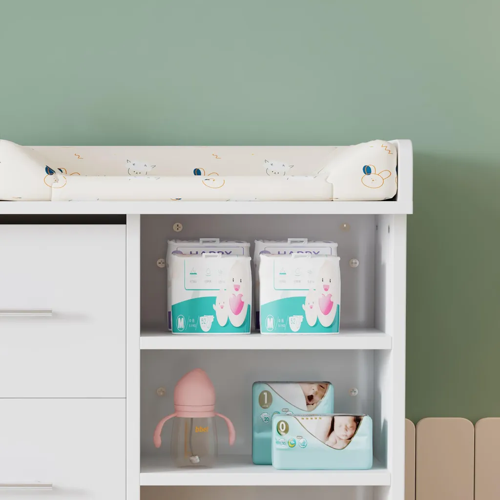 Commode à langer blanche Flieks : 3 tiroirs et étagères modulables - 4