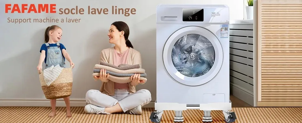 Socle pour lave-linge réglable 47-69 cm - Support universel robuste blanc