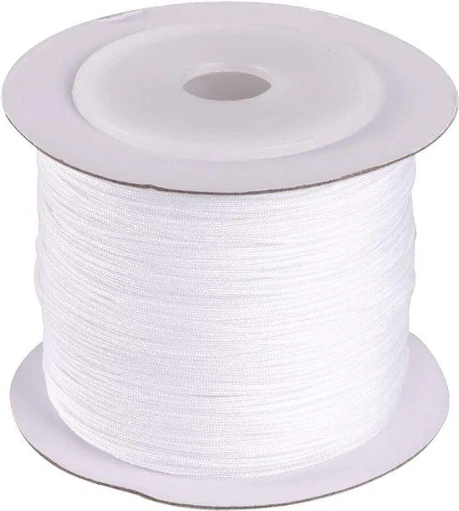 Cordon en nylon blanc pour bijoux macramé - Fil tressé solide 0,6 mm