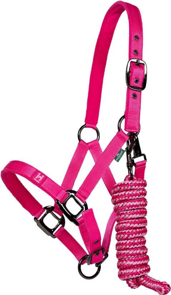Horseware Newmarket Headcollar & Leadrope, Größe:Vollblut, Farbe:Witney Pink