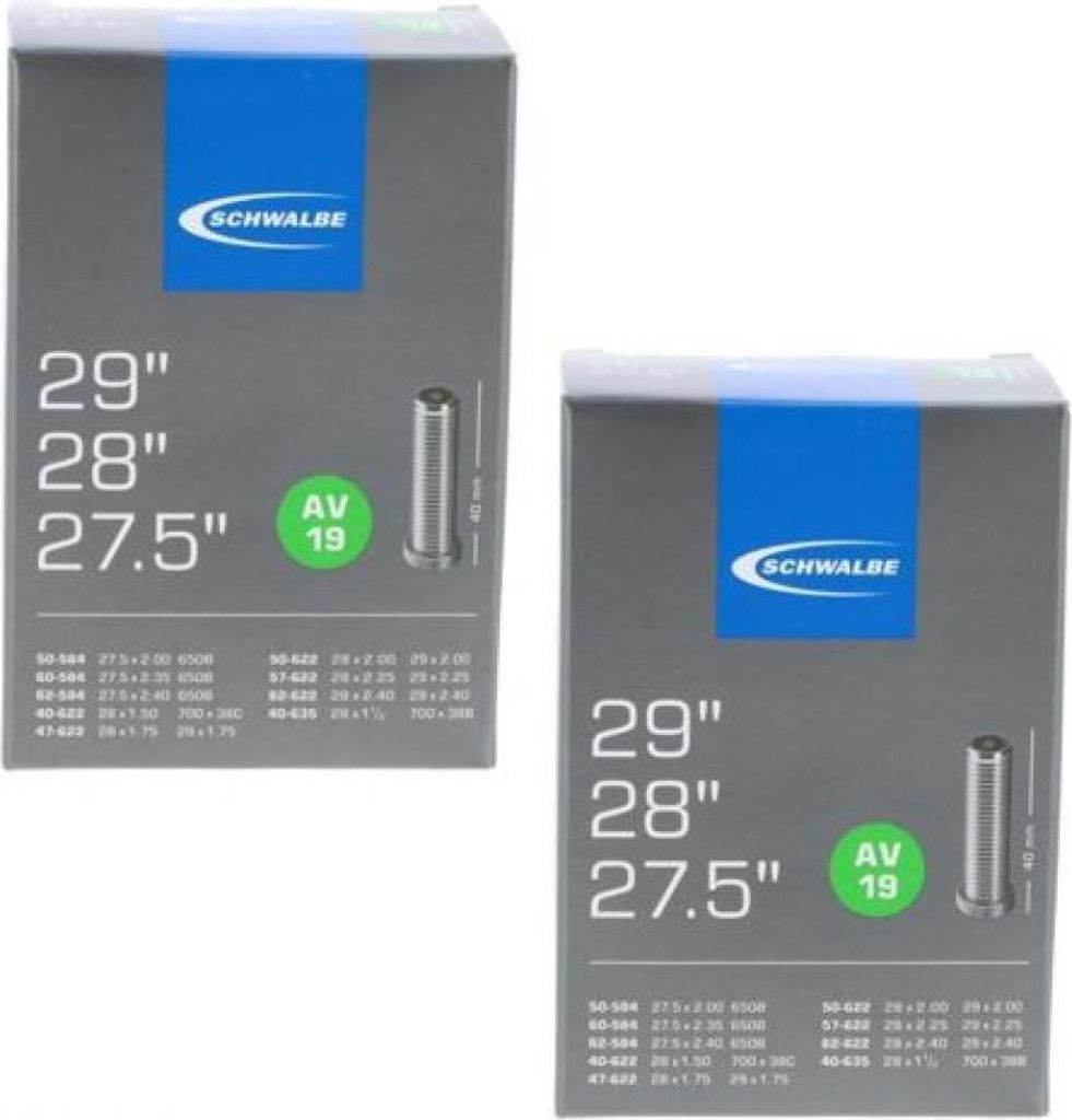 Camera d'aria Schwalbe 2x AV19, 27,5/28/29 pollici (ETRTO Immagine del prodotto 