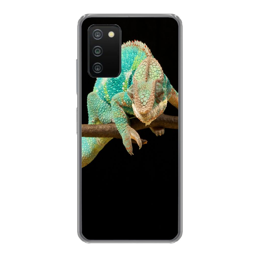 MuchoWow Handyhülle Schutzhülle Hülle für Samsung Galaxy A03s Chamäleon - Zweig - Pastell Silikon Softcase Handy Hülle - Schutz