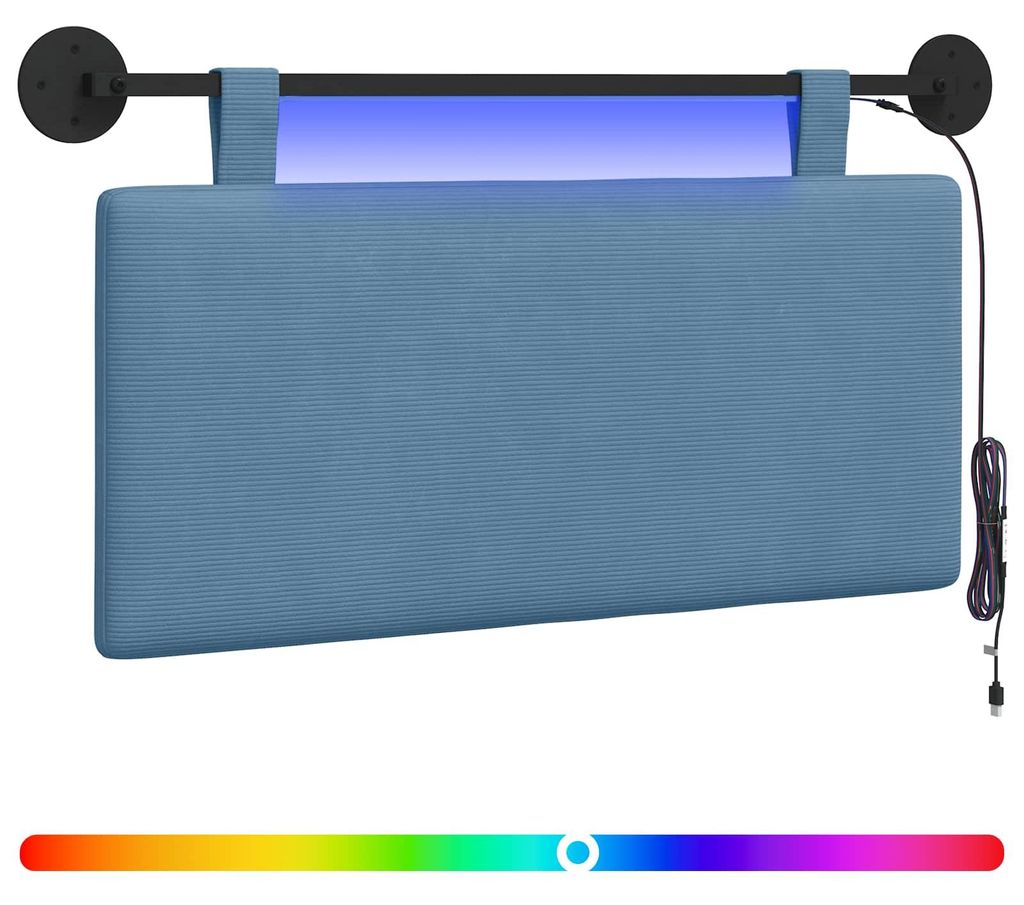 Hängendes Kopfteil Mit LED Licht Blau Cordstoff