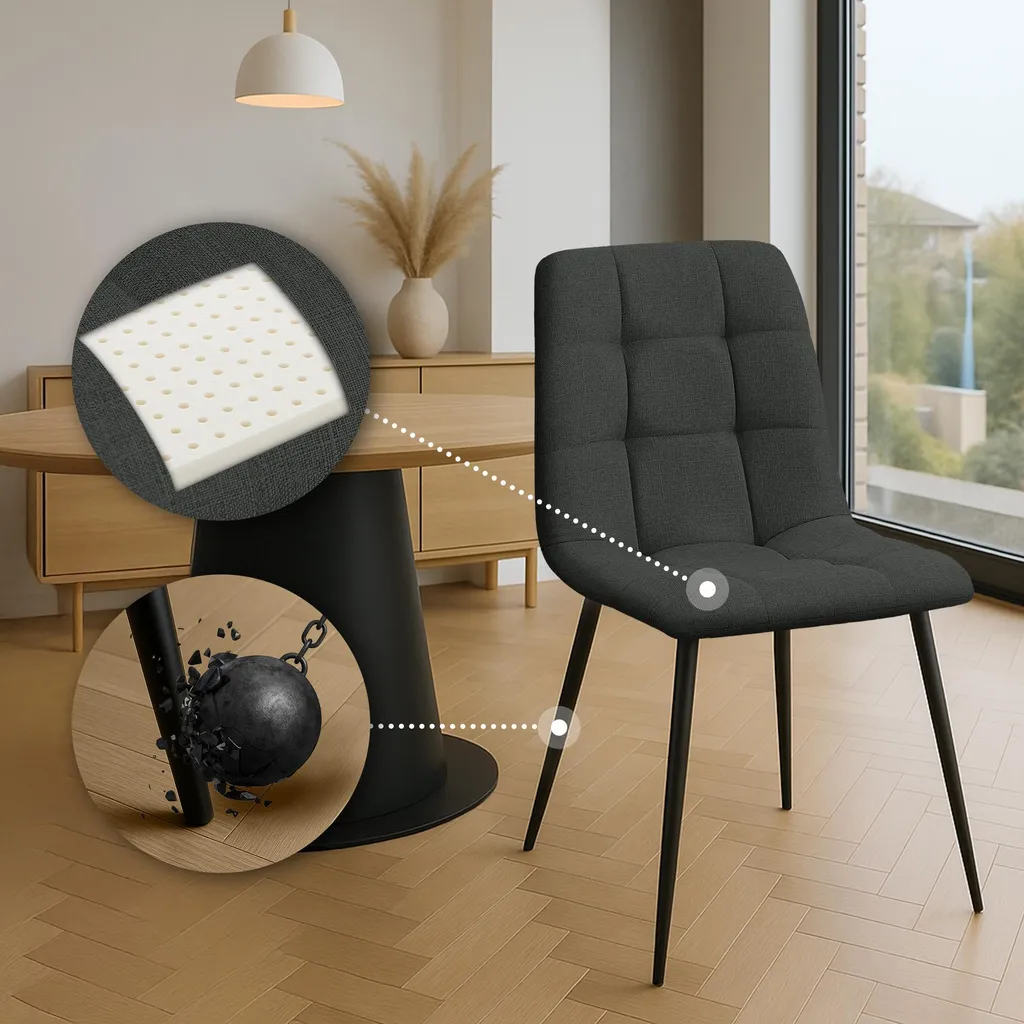 Chaise capitonnée grise Tilde pour table de salle à manger et confort - 5