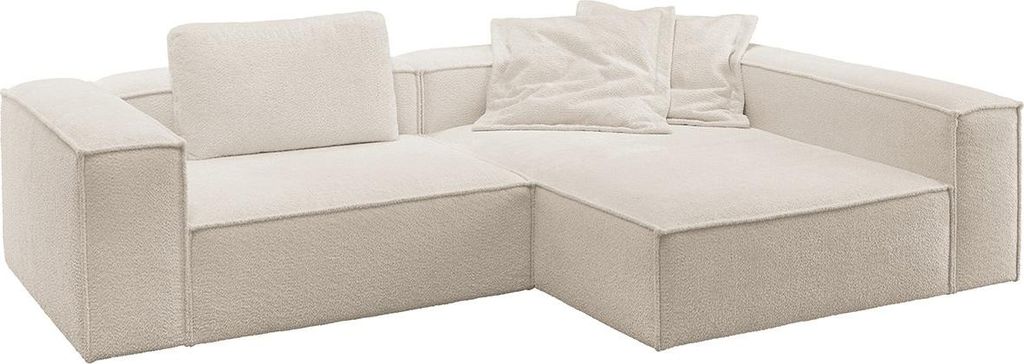 KAWOLA Sofa CARMO Ecksofa Stoff weiß Recamiere rechts