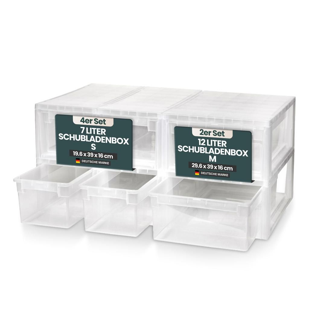Set: 4 x Schubladenboxen Größe S mit Nutzvolumen 7 Liter Produktbild 