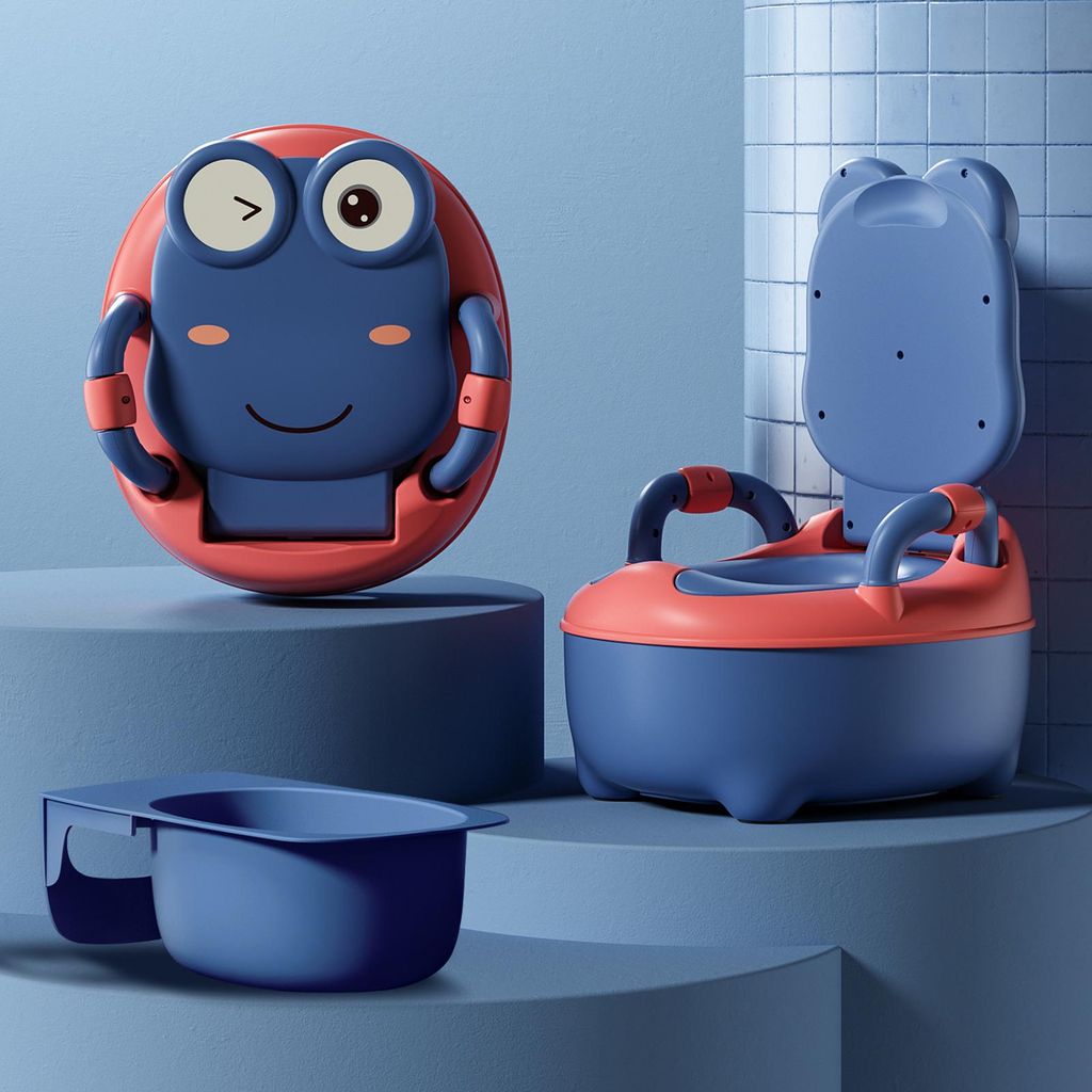 XINZI Kindertoilette Kinder Töpfchen für Kleinkinder Toilettentrainer Kinder Toiletten Babytopf Topfstuhl mit Griffe (Klassisch - Blau)