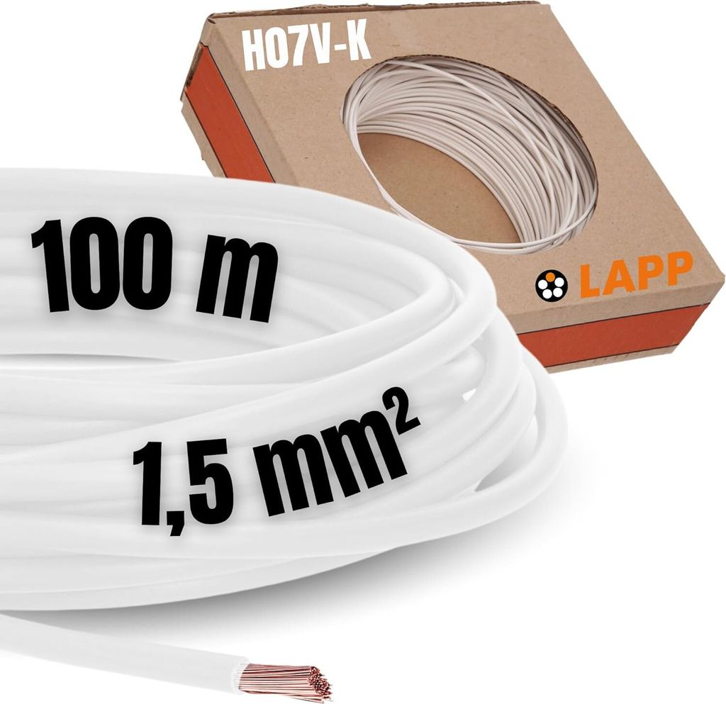 Installationsleitung H07V-K (LgY) 1,5 weiß /100m/