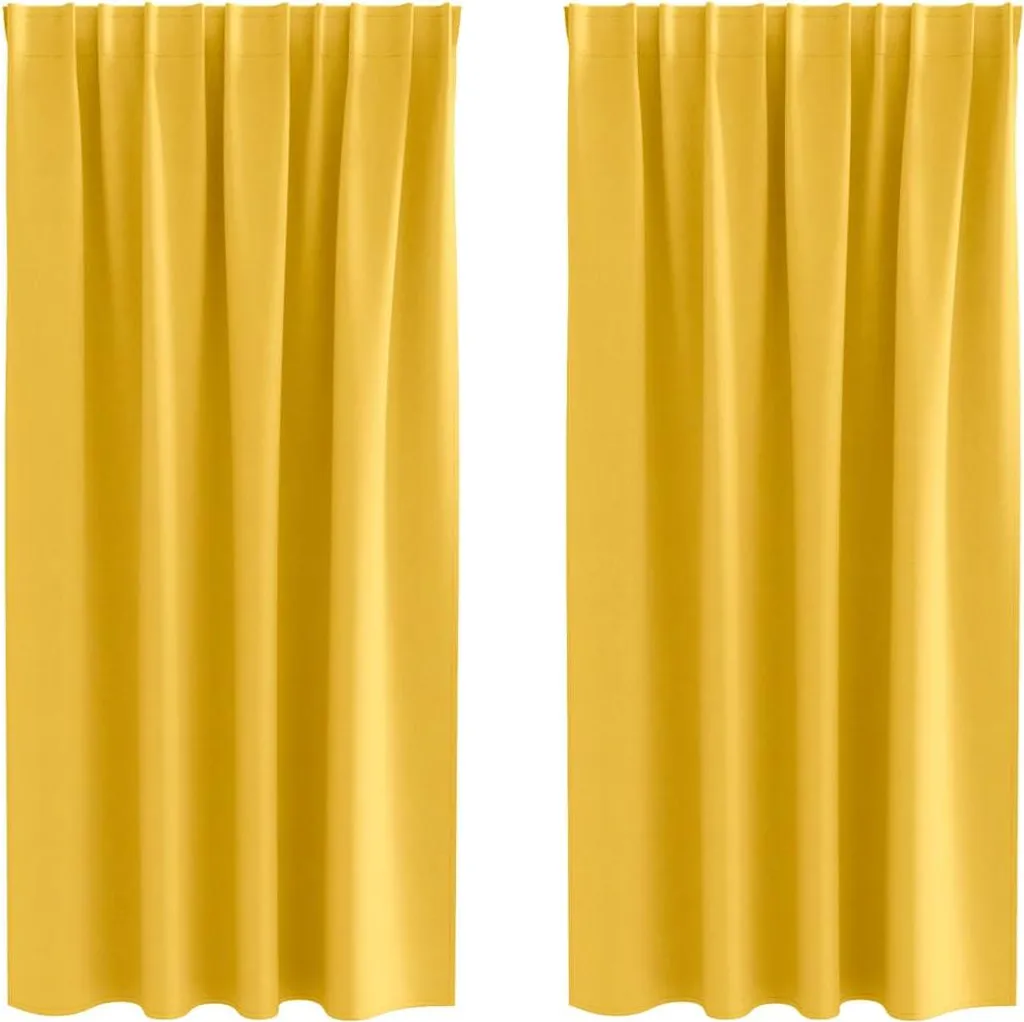 vidaXL Tende Blackout Giallo Senape con Anelli - Set 2 Pezzi 175x140