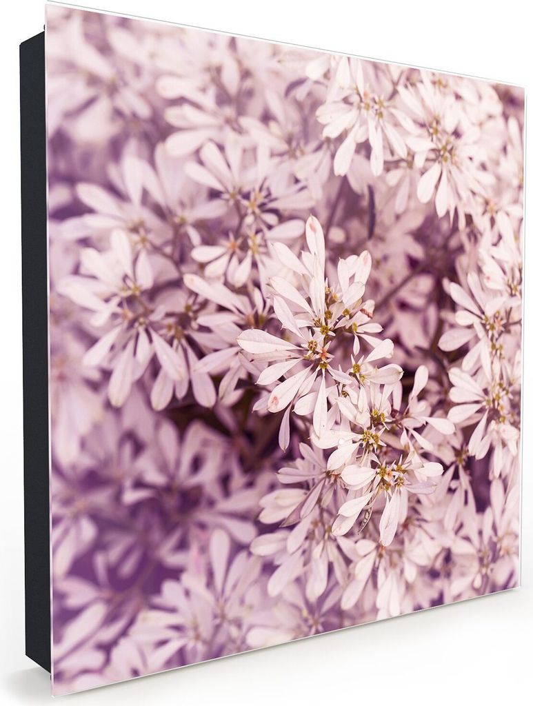 Nachbildung-Schlüsselkasten, Magnetpinnwand und Memoboard mit Glasfront Motiv Blumen im VintageStiel