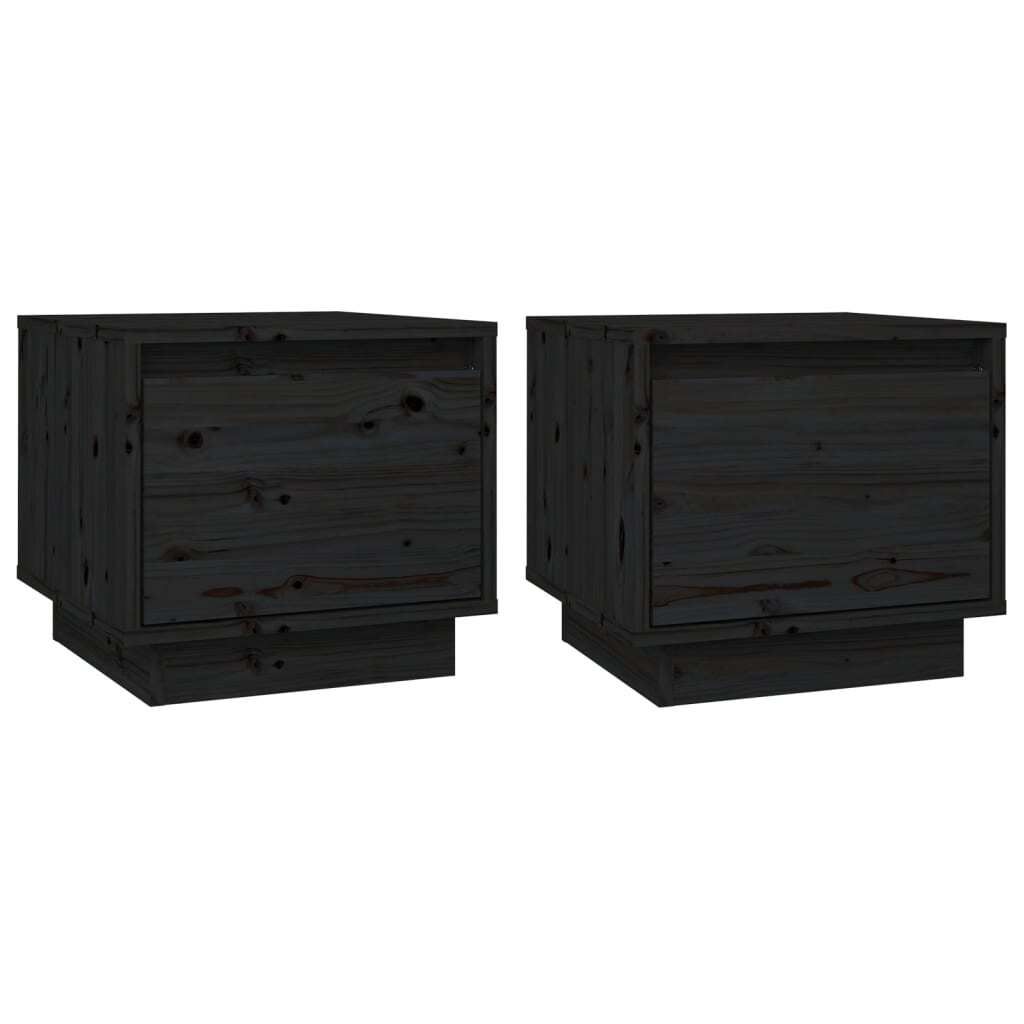 Stabli Möbel Nachttische 2er-set Schwarz 35x34x32cm Massivholz Kiefer - Nachttische & -schränke Neu design728438
