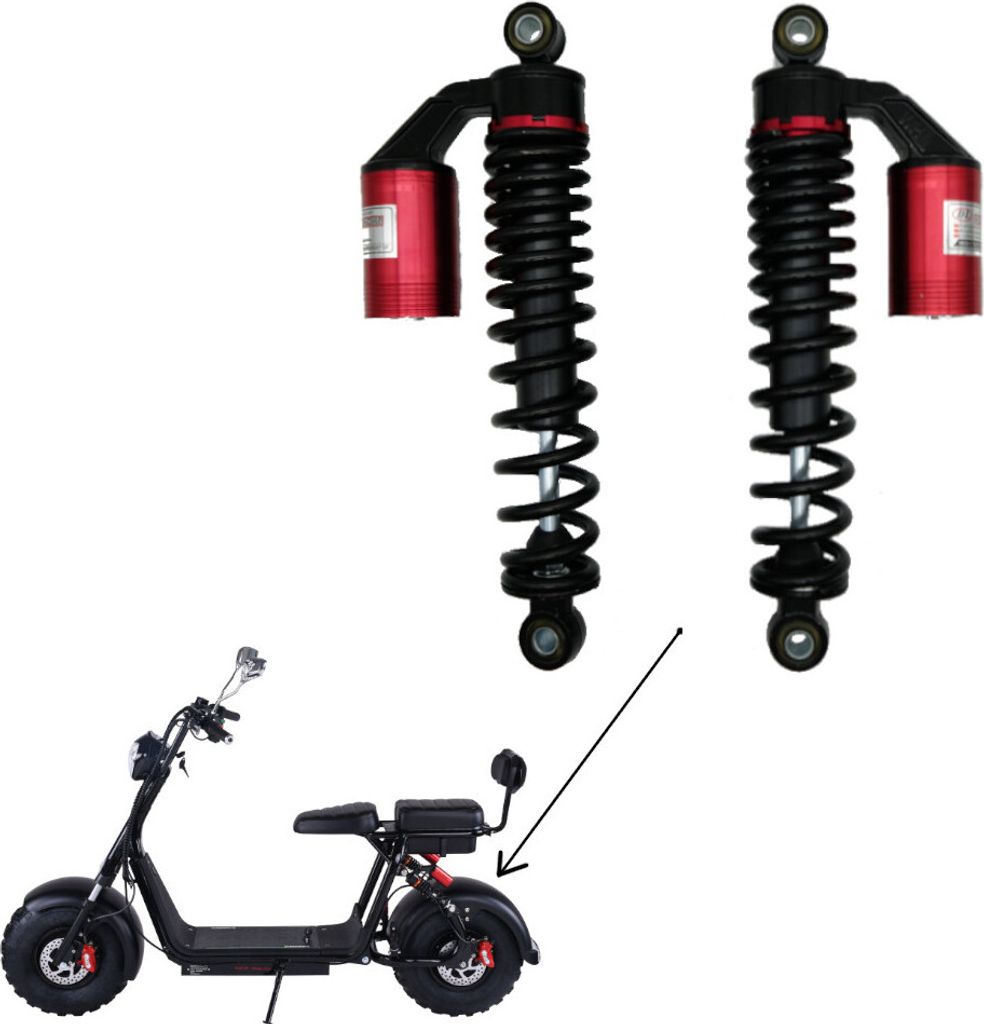Set Stoßdämpfer hinten für City Coco / EB-X7 / CP-1 Elektroroller - Farbe Rot