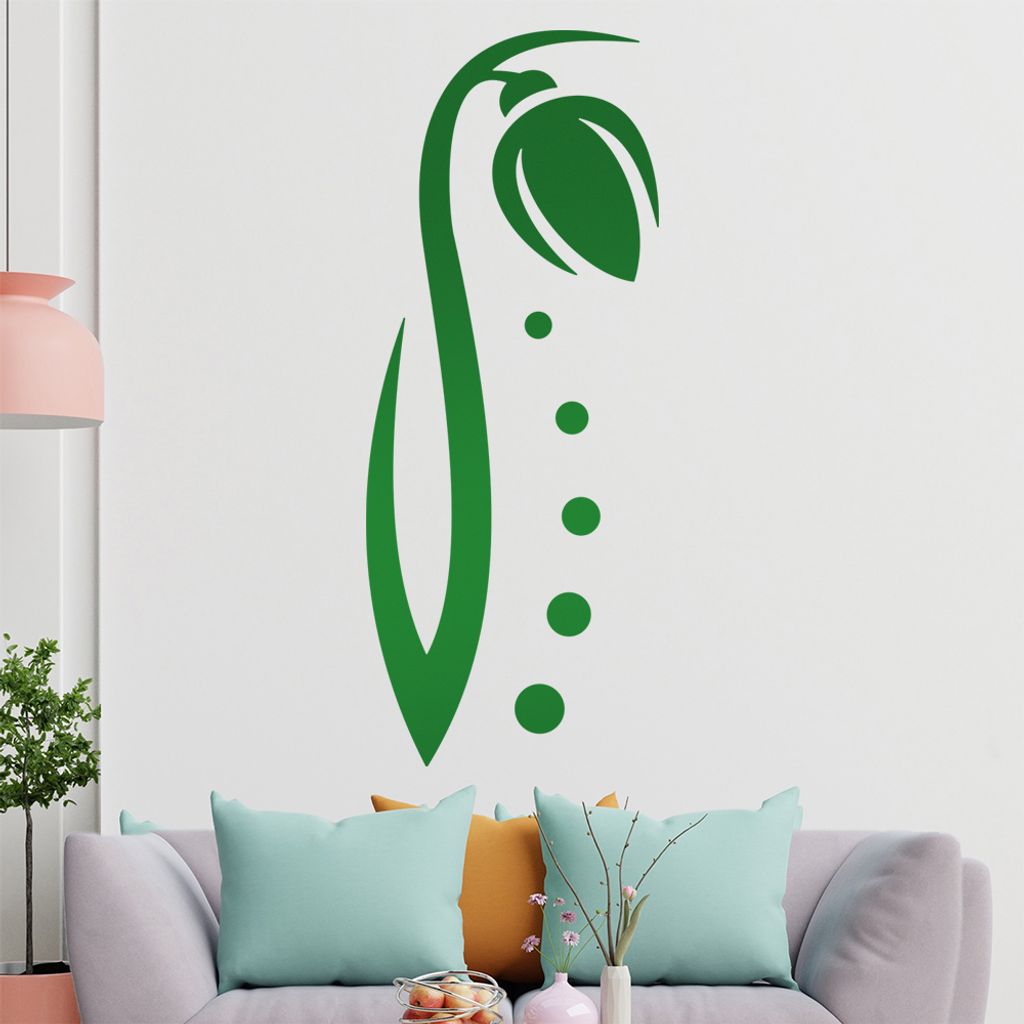 Blume - Linien Punkte Wandtattoo in 6 Größen - Wandaufkleber Wall Sticker - Dekoration, Küche, Wohnzimmer, Schlafzimmer, Badezimmer