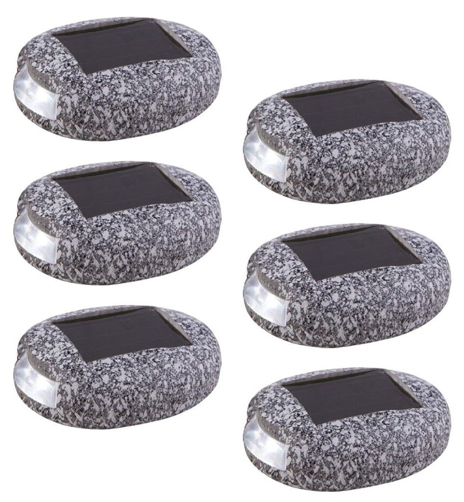 Set da 6 lampade solari a LED, design a forma di pietra, Immagine del prodotto 