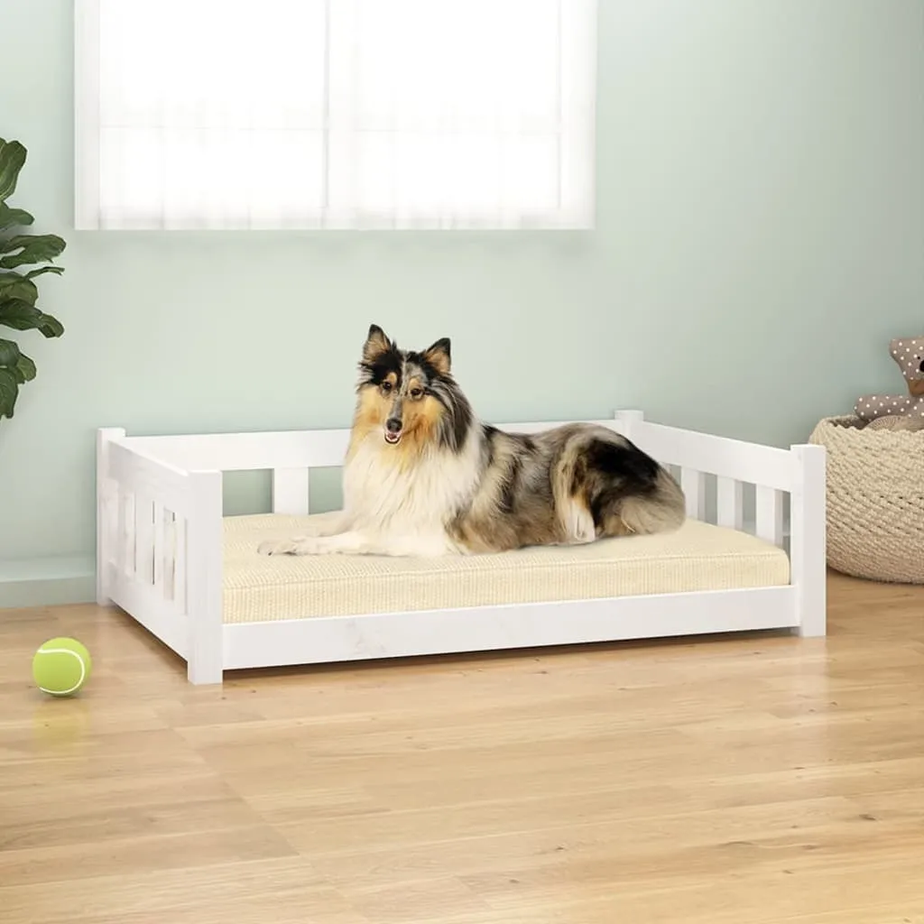 Cuccia Letto Cani Grande 95,5 cm Legno Pino Bianco | Robusta e Duratura