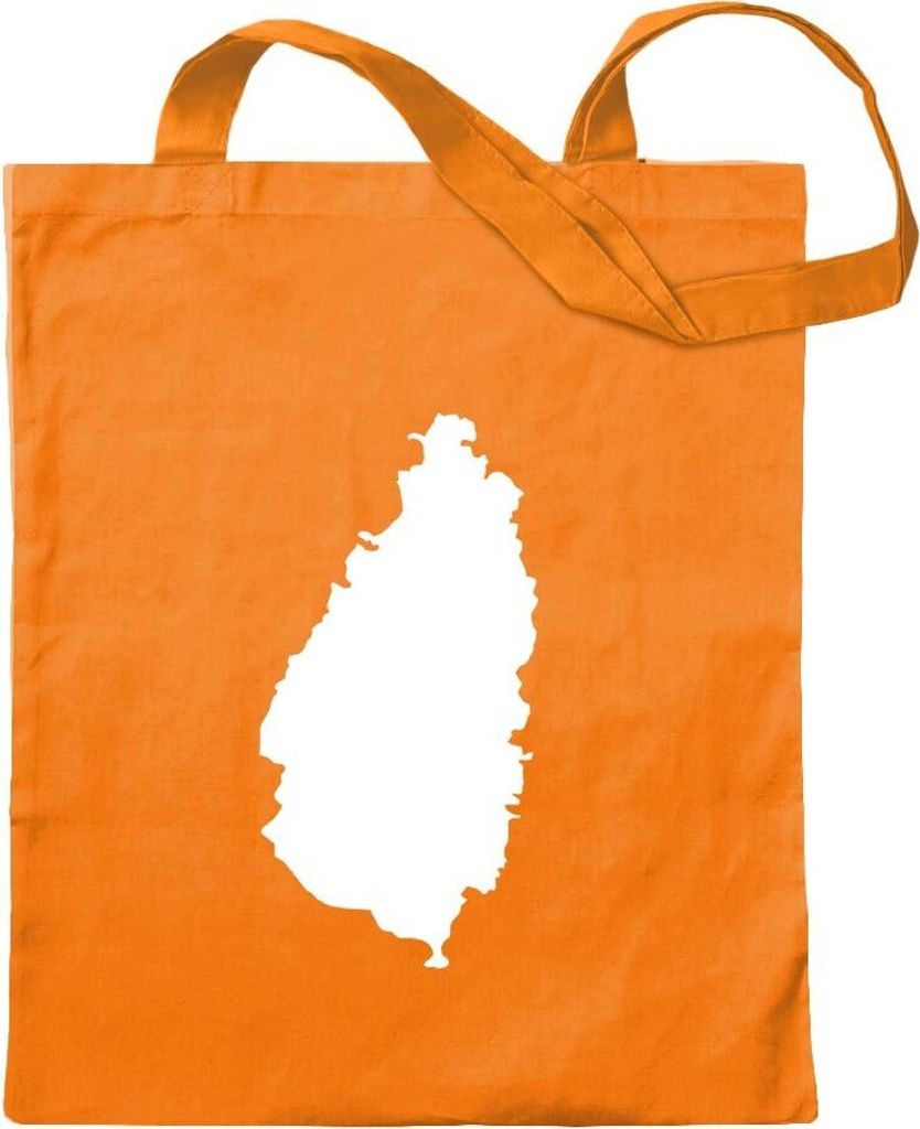 Kiwistar - Baumwolltasche - mandarin - St. Lucia Umriss Kontur - Tragetasche Stoffbeutel Umhängetasche Langer Henkel