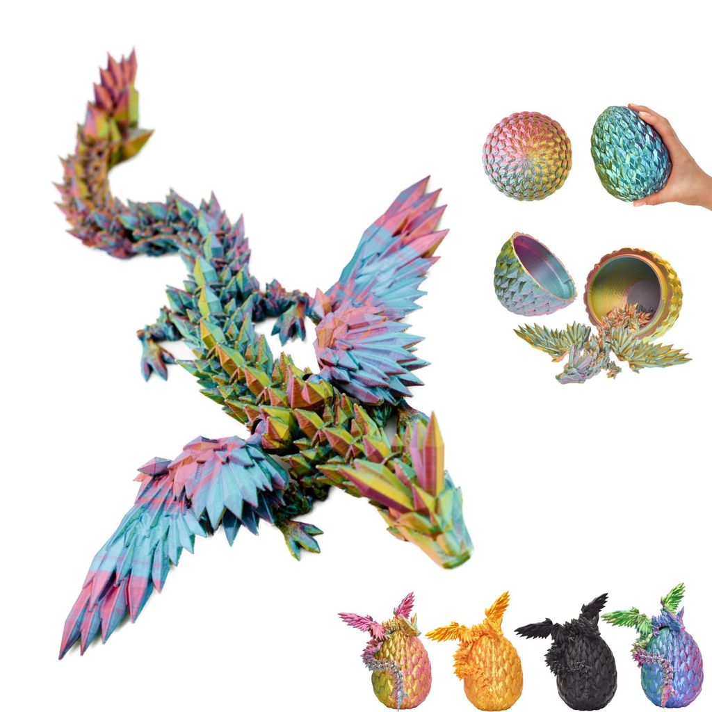 Smok 3D ze skrzydłami w jajku – figurka smoka o wysokości Zdjęcie produktu 