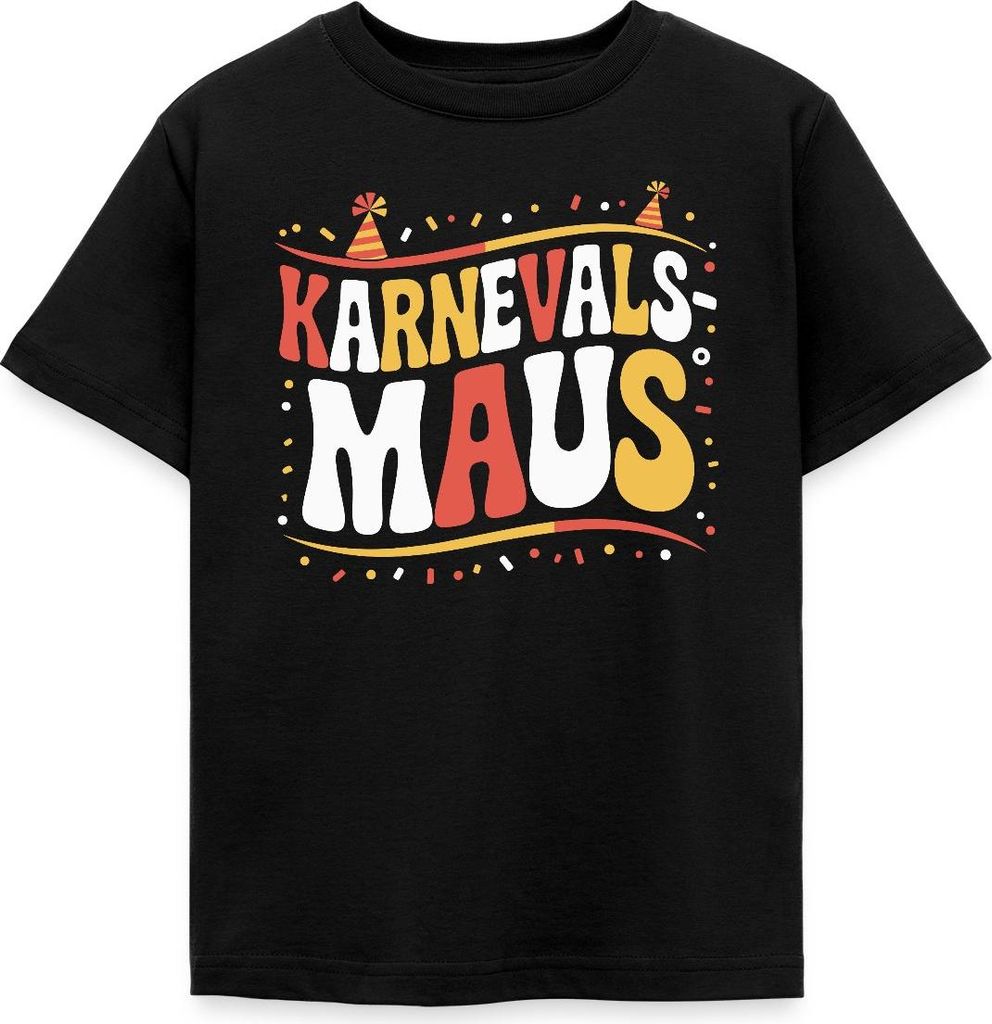 Spreadshirt Karnevalsmaus Fasching Outfit Lustig Kinder T-Shirt, 110/116 (5-6 Jahre), Schwarz