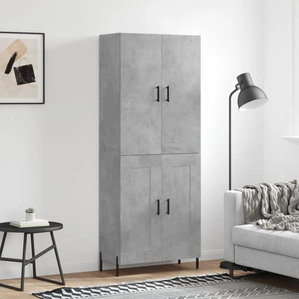 vidaXL Credenza grigio cemento 69,5x34x180 cm materiale a base di legno