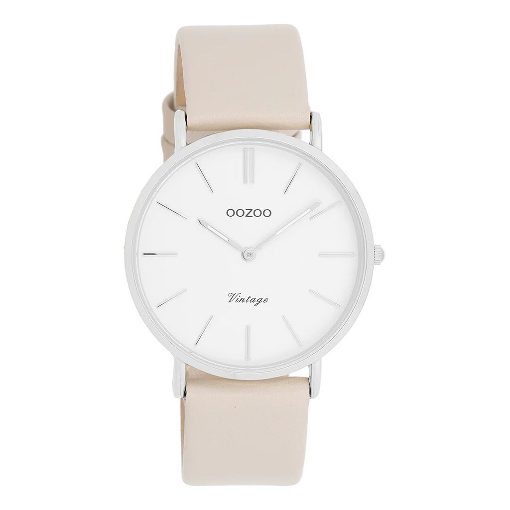 Oozoo Armbanduhr beige Leder Vintage Series Damen-Herren Analog-Quarzuhr UOC20390