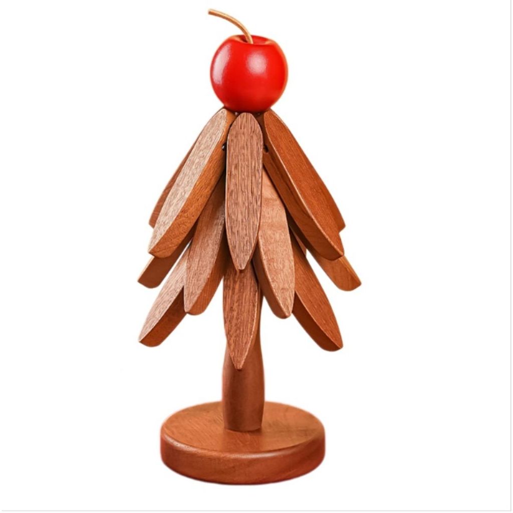 INF Baumförmiger Holzuntersetzer hitzebeständig 24cm x 10cm für Töpfe