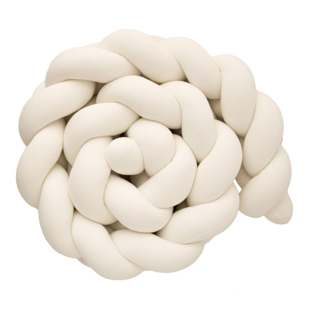 Meliboo Bettschlange geflochten 3,5m - Baby Bettumrandung ca. 19cm hoch, Kopfschutz & Nestchen, EU, Ecru
