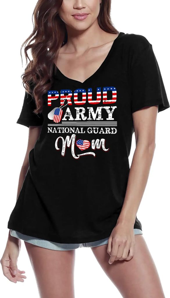 Damen Grafik T-Shirt V-Ausschnitt Stolze Mutter der Nationalgarde - Amerikanische patriotische Mutter – Proud Army National Guard Mom - American