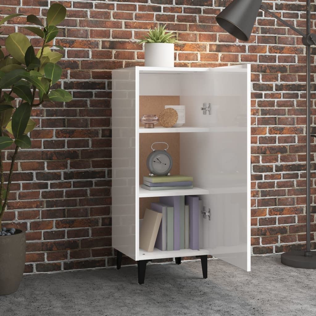 vidaXL Kredens biały wysoki połysk 34,5x34x90 cm materiał Zdjęcie produktu 2