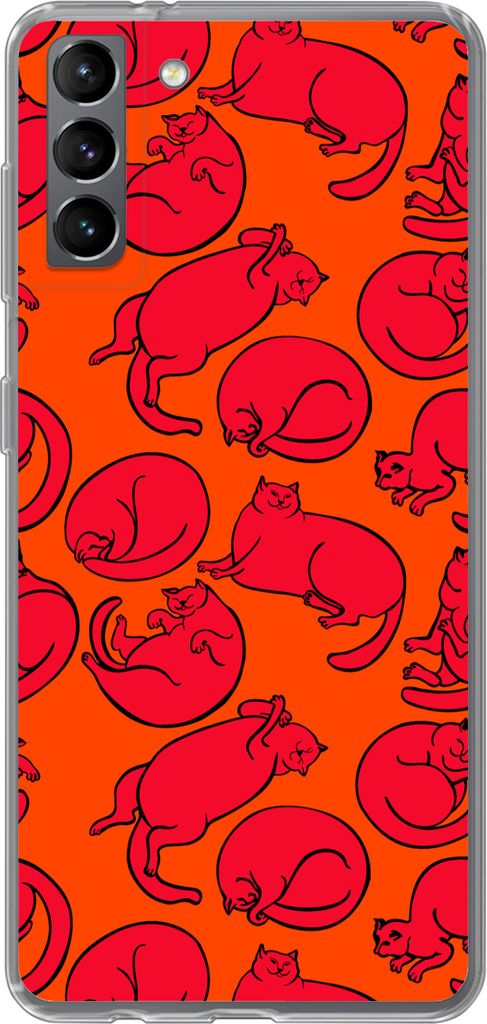 MuchoWow Handyhülle Schutzhülle Hülle für Telefoonhoesje Samsung Galaxy S21 Plus Muster - Katze - Orange - Jungen - Mädchen - Kinder - Kind ...