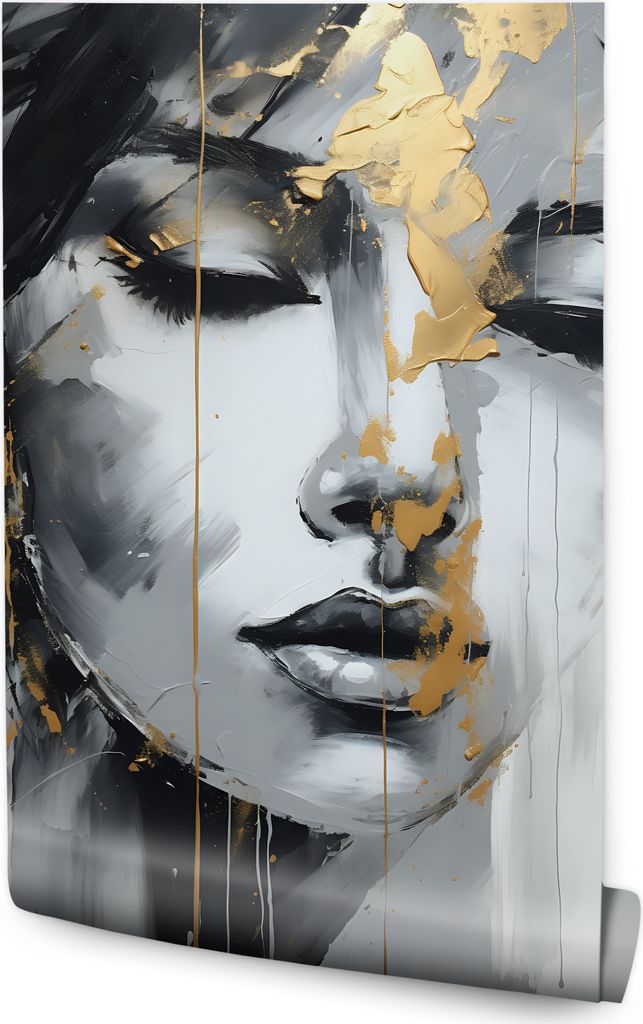 Muralo Vlies Fototapete Frau GESICHT Porträt Abstraktion Glamour Malarei Br. 146cm x Hö. 220cm