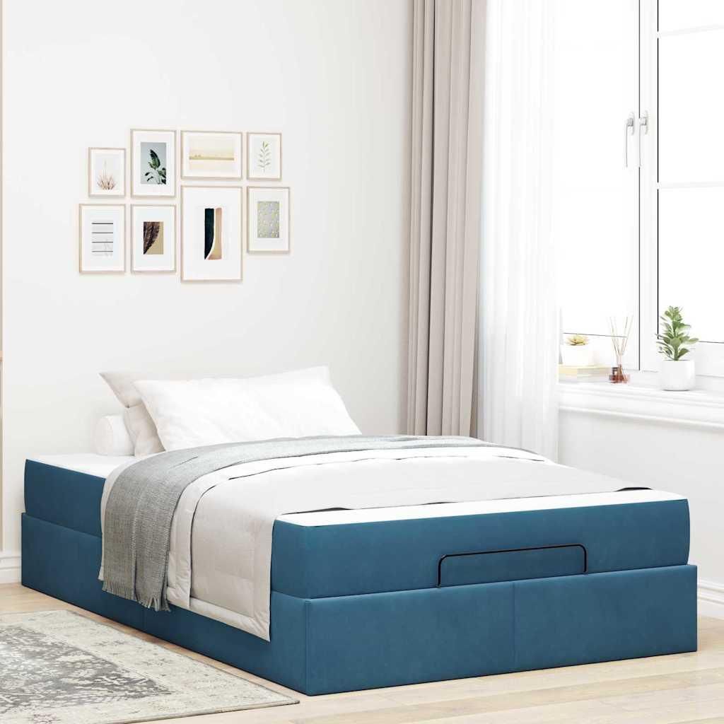 Möbel Bettgestell mit Speicher Blau 120 x 200 cm Samt - Klassische Betten 3399556