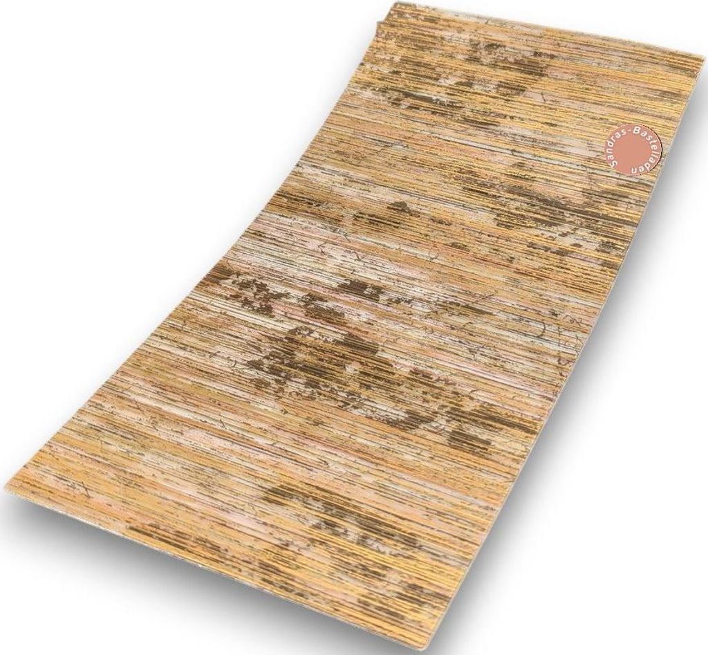 Sandras-Bastelladen - Multicolor Gebürstet - Kerzen Verzierwachsplatte - 200 x 100 x 0,5mm Altrosa-Gold