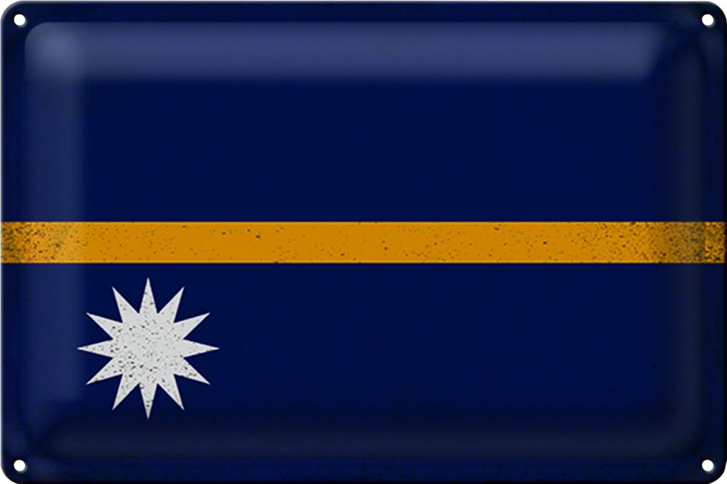 Blechschild Flagge Nauru 18x12cm Flag of Nauru Vintage