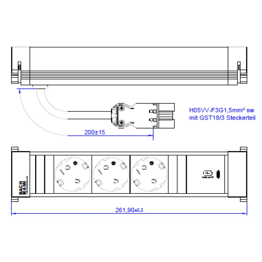 Équipement Prise de Bureau Bachmann Power Frame M avec USB-C Rapide - 2