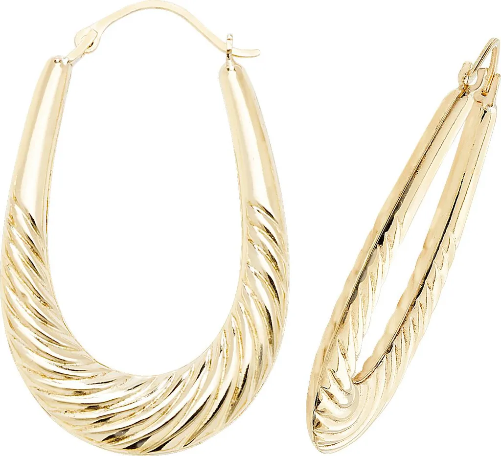 Créoles Or 375/1000 avec Finition Polie 33x22mm - Bijouterie Fine Femme