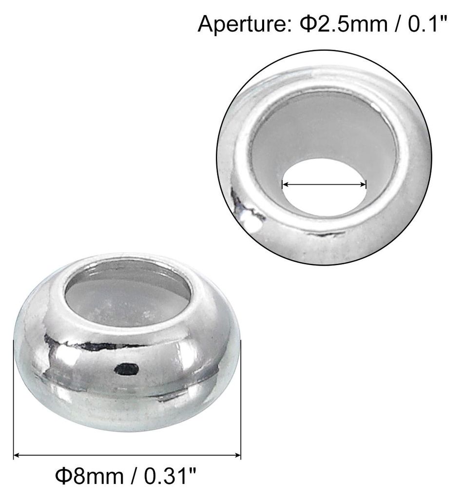 20 Stš¹ck 8mmx2.5mm Einfš¹gegummistopper Positionierungsscheiben, Edelstahl verstellbare Schiebeperlen fš¹r die Schmuckarmbandherstellung Silber