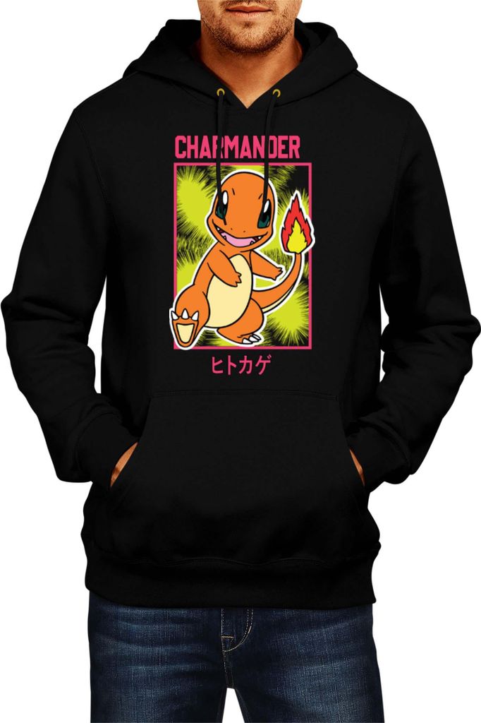 Herren Kapuzenpullover Japan Manga Anime Comics Pokemon 022, Man L / Schwarz